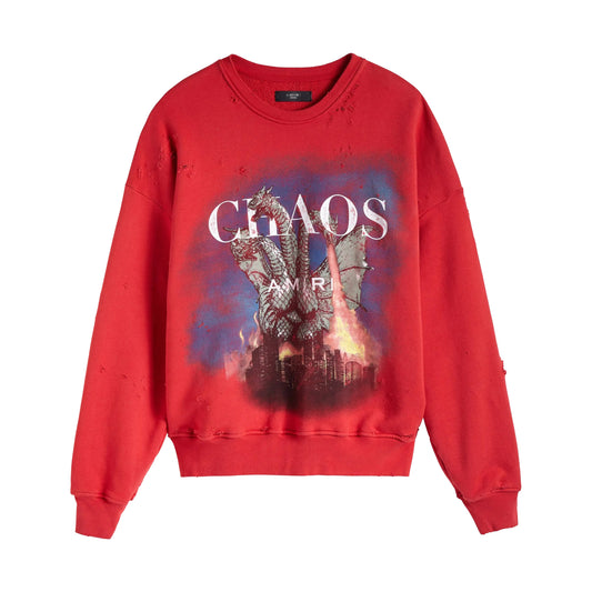 Amiri Chaos 3 Headed Dragon Crewneck Sweater Red