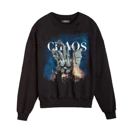 Amiri Chaos 3 Headed Dragon Crewneck Sweater Black