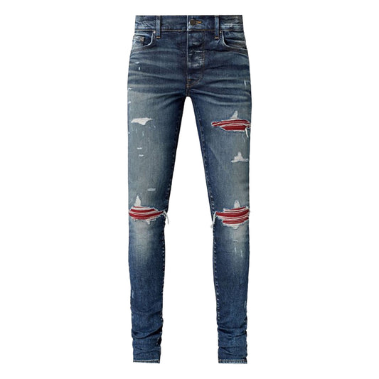 Amiri MX1 Ultra Suede Red Patch Jeans Classic Deep Indigo