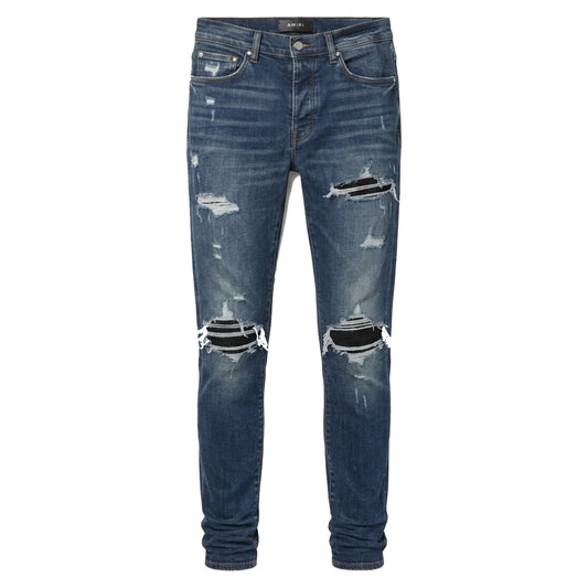 Amiri MX1 Ultra Suede Black Patch Jeans Classic Deep Indigo
