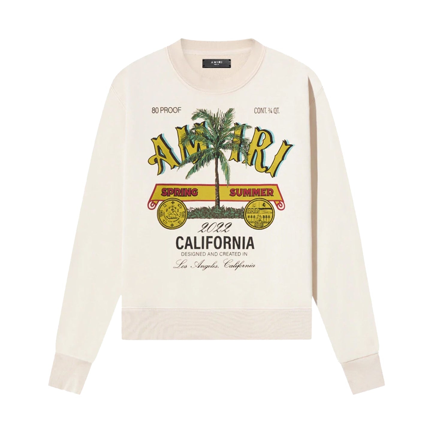 Amiri Rum Label Crewneck Sweater Almond