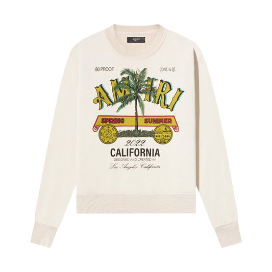 Amiri Rum Label Crewneck Sweater Almond