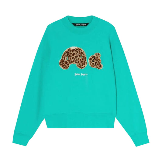 Palm Angels PA Leopard Bear Crewneck Forest Green/Brown