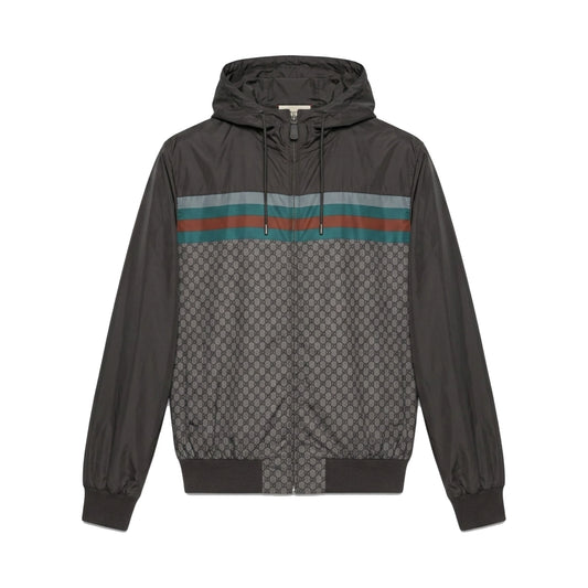 Gucci GG Supreme Jacquard Nylon Windbreaker Jacket Brown