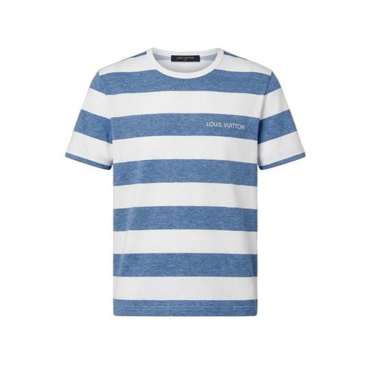 Louis Vuitton Logo Stripped T-Shirt White/Blue