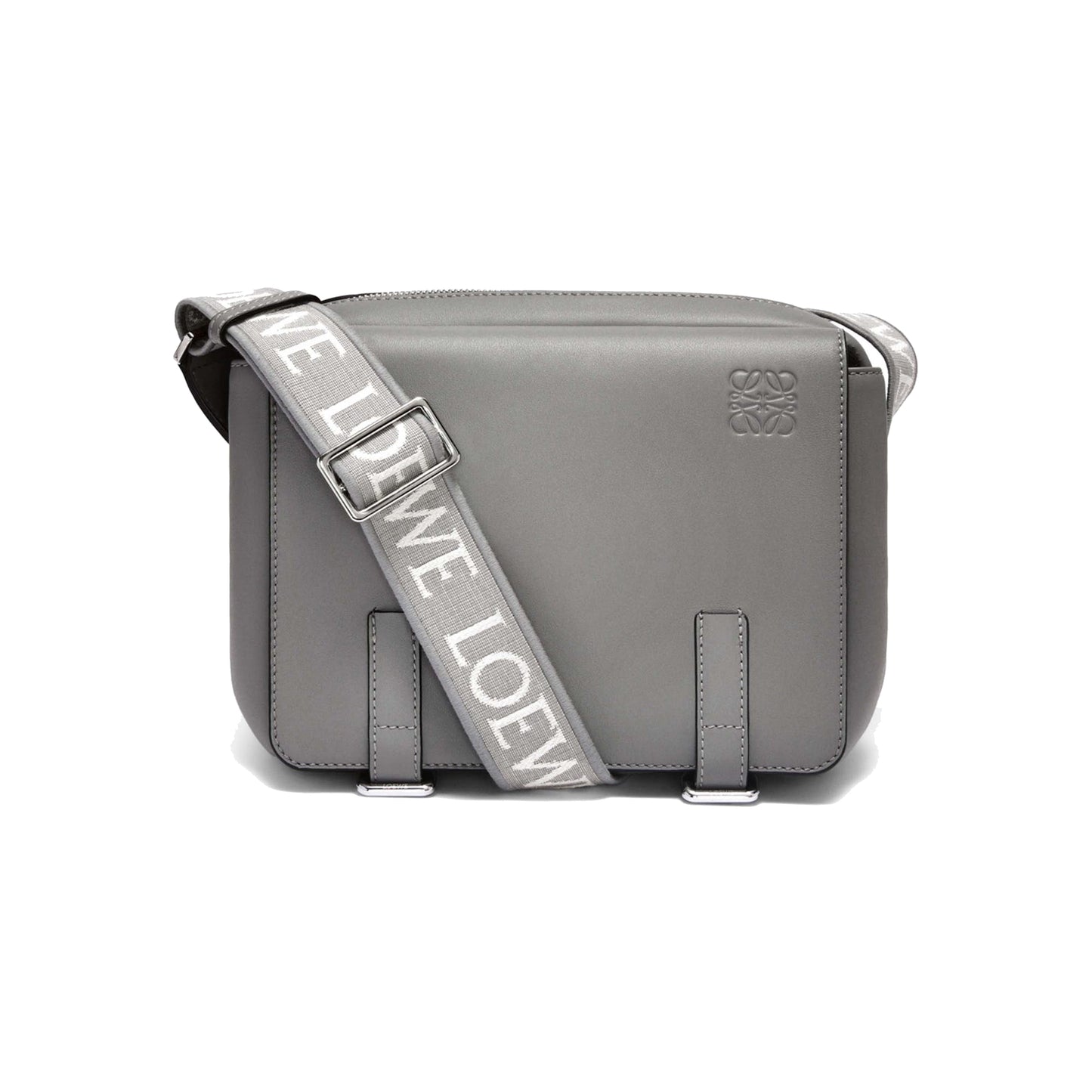 Loewe Military Messenger Bag in Supple Smooth Calfskin and Jacquard XS Gray
