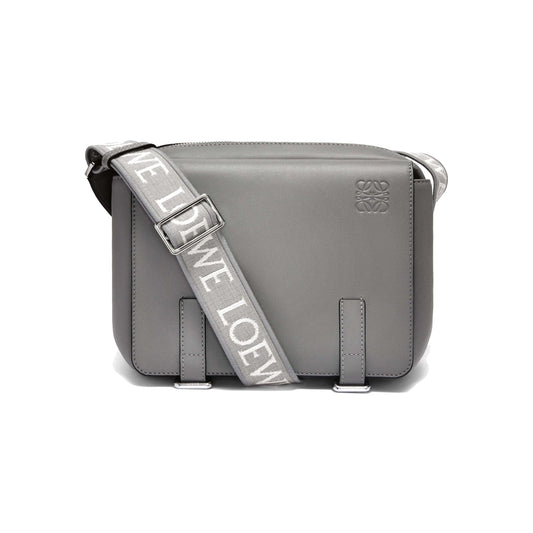 Loewe Military Messenger Bag in Supple Smooth Calfskin and Jacquard XS Gray