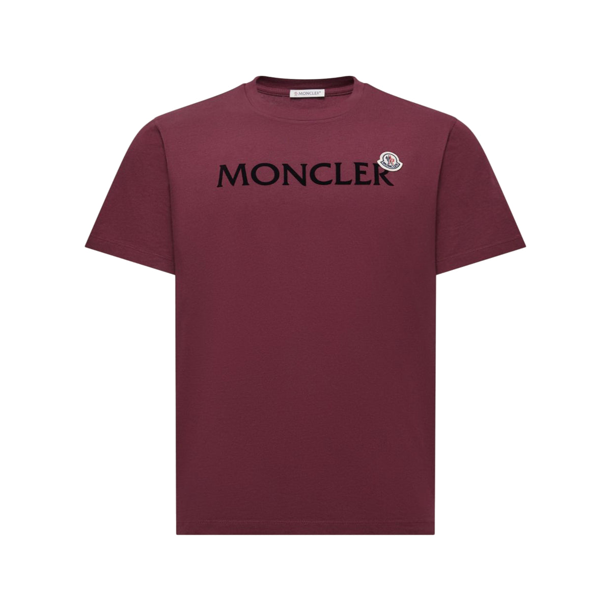 Moncler Logo Print Cotton T-Shirt Burgundy