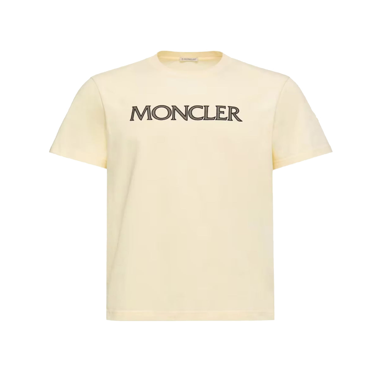 Moncler Logo Print Cotton T-Shirt Cream