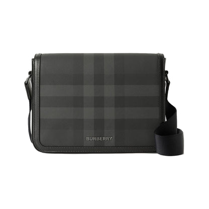 Burberry Alfred Check Print Messenger Bag Charcoal