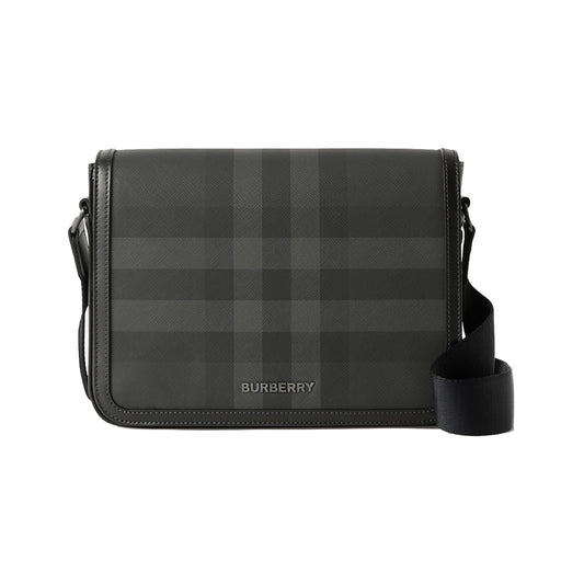 Burberry Alfred Check Print Messenger Bag Charcoal