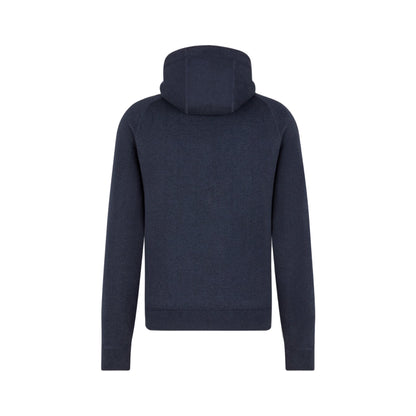 Dior Hooded Cashmere Knit Track Jacket Navy Blue