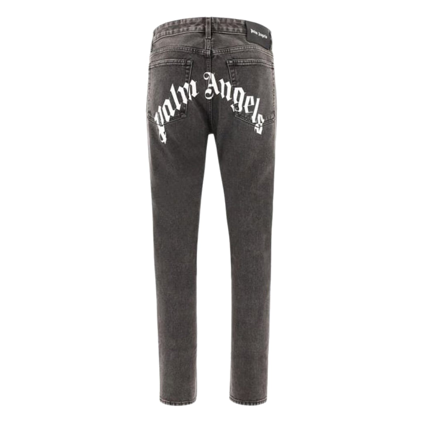 Palm Angels Logo Denim Straight Leg Jeans Black/White
