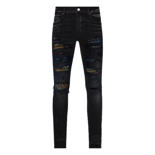 Amiri Rainbow Paisley Thrasher Jean Black