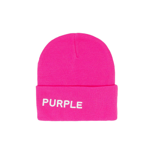 Purple Brand Acrylic Cuffed Beanie Pink
