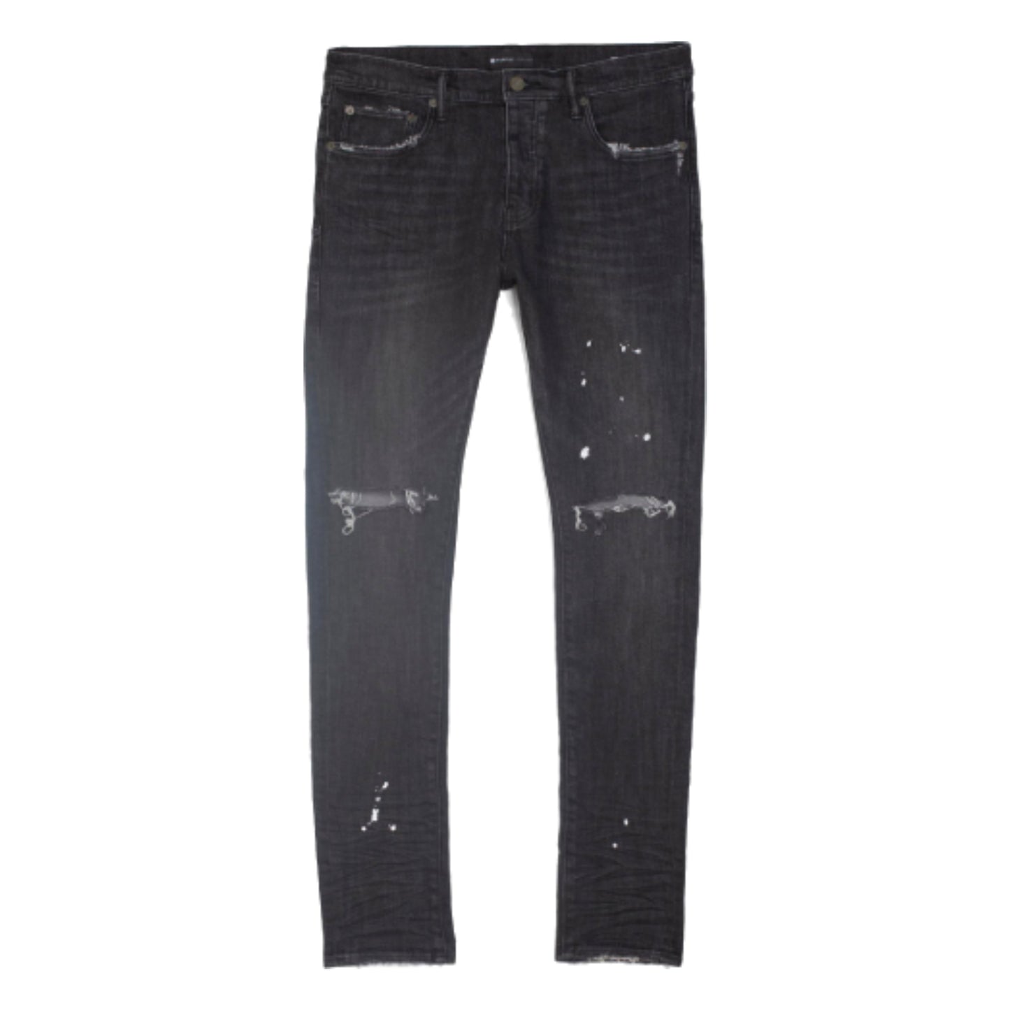 Purple Brand Over Spray Knee Slit Skinny Jeans Black