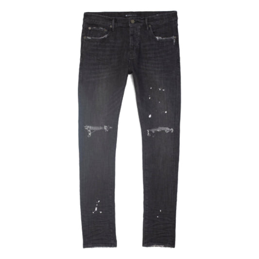 Purple Brand Over Spray Knee Slit Skinny Jeans Black