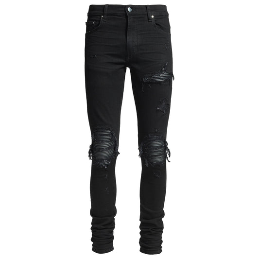 Amiri MX1 Big Leather Patch Jeans Black/Black