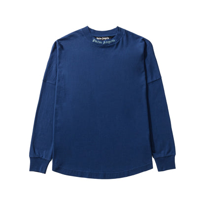 Palm Angels Neck Logo Oversized L/S T-Shirt Blue Iridescent