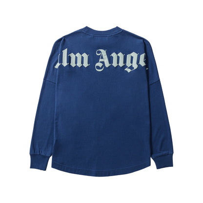 Palm Angels Neck Logo Oversized L/S T-Shirt Blue Iridescent