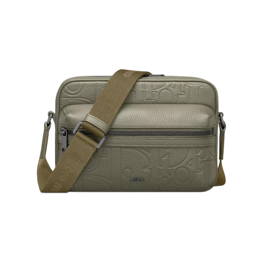 Dior Grained Calfskin Monogram Messenger Bag Khaki