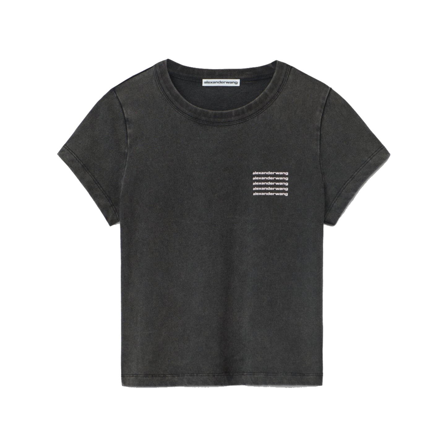 Alexander Wang Shrunken Acid Wash Jersey T-Shirt Black