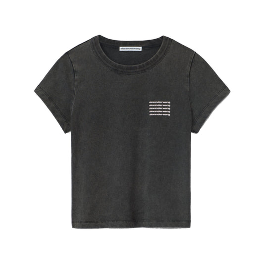 Alexander Wang Shrunken Acid Wash Jersey T-Shirt Black