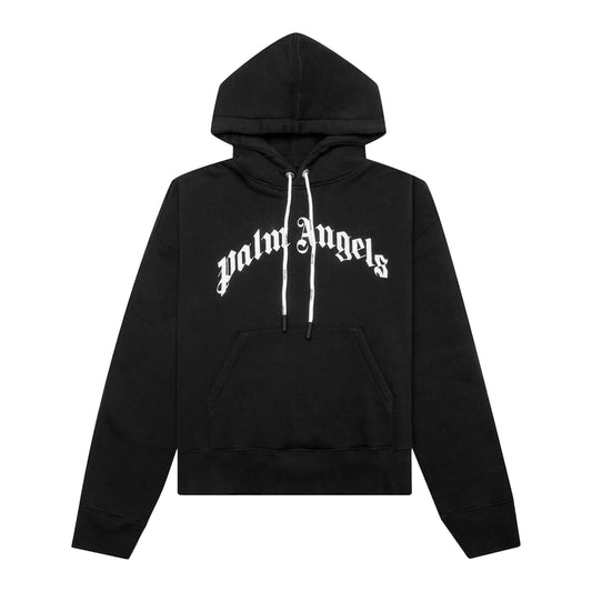 Palm Angels Curved Logo Pullover Hoodie Black/White