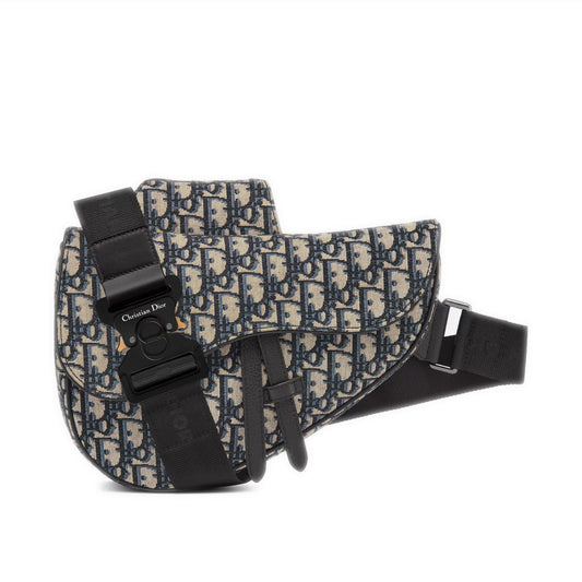 Dior Saddle Bag Beige and Black Dior Oblique Jacquard