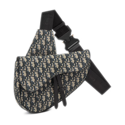 Dior Saddle Bag Beige and Black Dior Oblique Jacquard