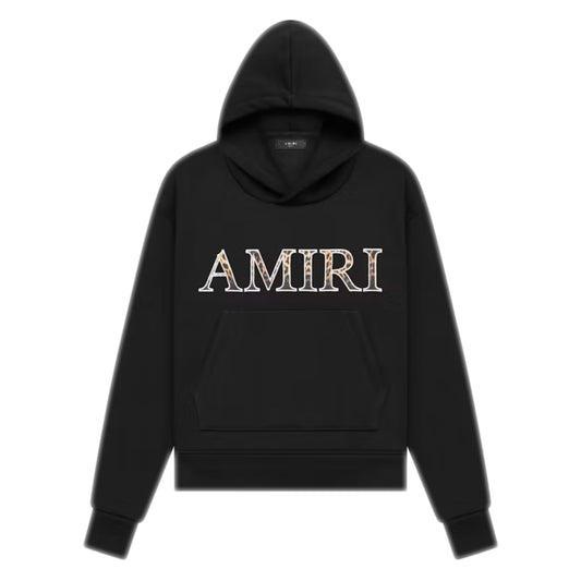 Amiri Leopard Applique Hoodie Black
