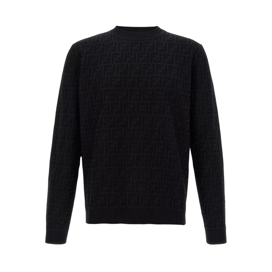 Fendi FF Monogram Velvet Crewneck Black