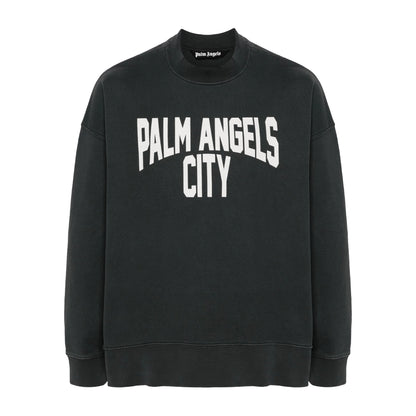 Palm Angels PA City Washed Crewneck Dark Grey/White