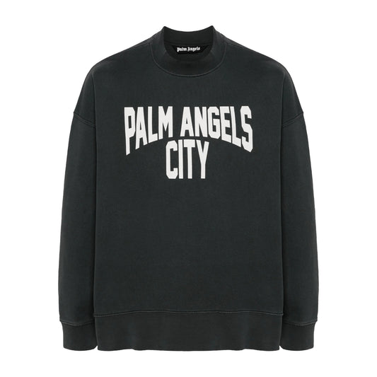 Palm Angels PA City Washed Crewneck Dark Grey/White