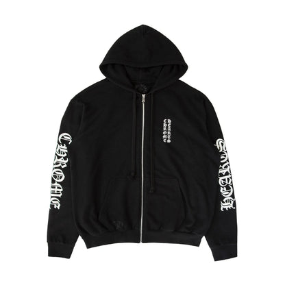 Chrome Hearts Vertical Logo Zip Up Hoodie Black