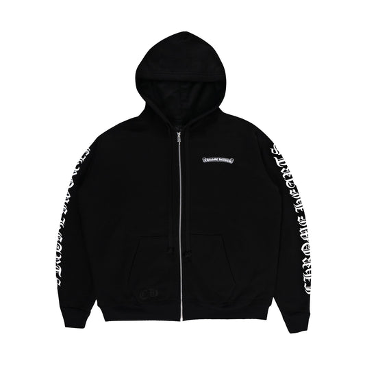 Chrome Hearts Scroll Logo Thermal Zip Up Hoodie Black