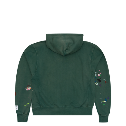 Gallery Dept. Center Logo Paint Splatter Hoodie Green