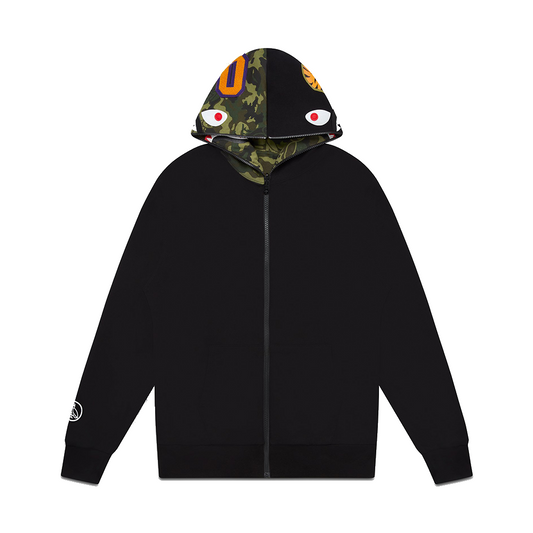OVO x BAPE Camo Shark Reversible Full-Zip Hoodie Black