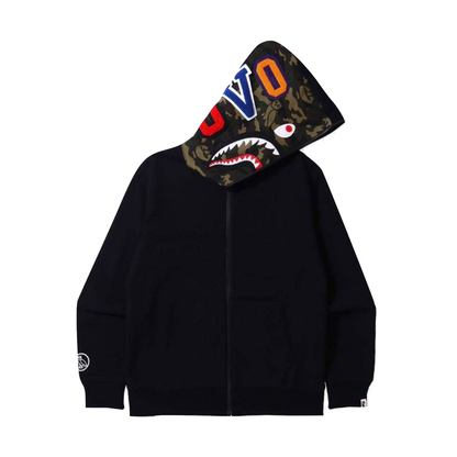 OVO x BAPE Camo Shark Reversible Full-Zip Hoodie Black