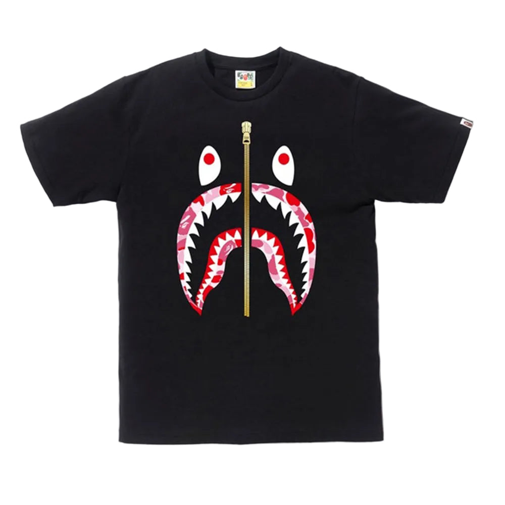 BAPE ABC Camo Shark Silver Zip Tee Black/Pink