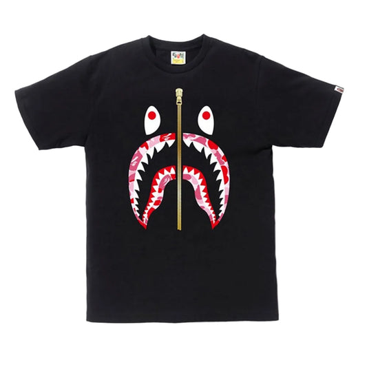 BAPE ABC Camo Shark Silver Zip Tee Black/Pink