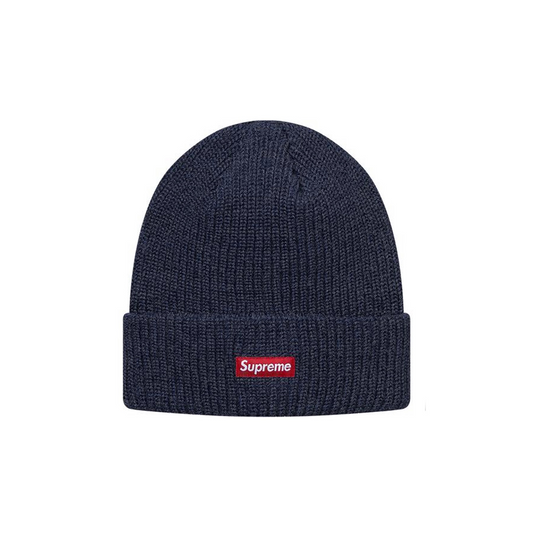 Supreme Heather Loose Gauge Box Logo Beanie Heather Navy